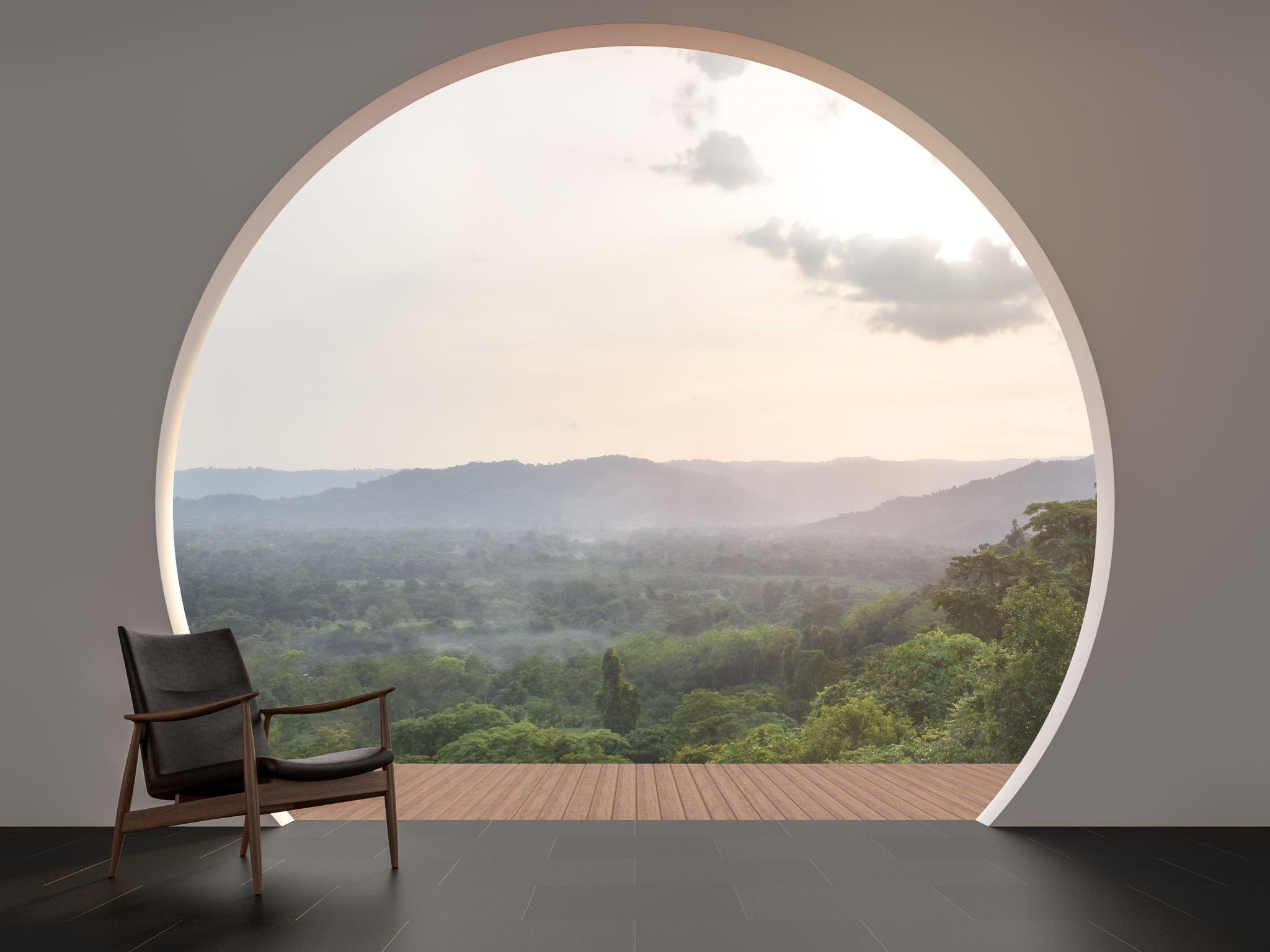 Porch arch design with chair from Sahyadri Developers